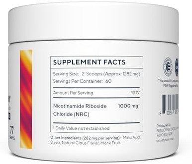 Renue By Science Nicotinamide Riboside 1000Mg Nicotinamide Powder - High Strength Nr Nad Powder Sublingual Citrus Burst Flavor Manufactured In The Usa & Third-Party Tested 60 Servings