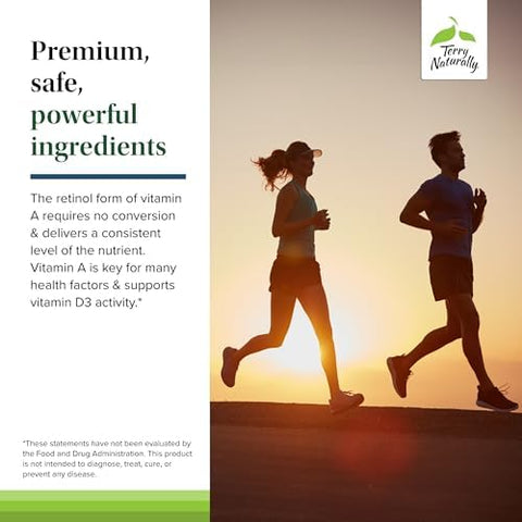 Terry Naturally A D3 K2 Healthy Supplement for Immune Support Heart Health and Bone Support Supplement for Strong Bones and Healthy Heart Includes Vitamins A D3 and K260 Softgels (60 Servings)