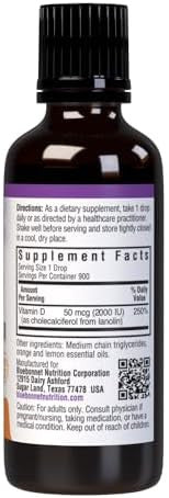 Bluebonnet Liquid Vitamin D3 Drops 2000 Iu Natural Citrus Flavor 1 Fl Oz