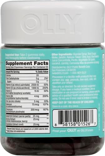 Olly Flawless Complexion Gummy, Clear And Healthy Skin Support, Vitamins E, A, Zinc, Chewable Supplement, Berry - 50 Count (Pack Of 1)