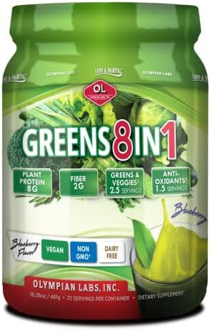Olympian Labs Ultimate Greens Protein 8 In 1. Plant Protein Greens & Veggies Fiber Probiotics Antioxidants & Enzymes