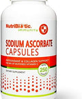 Nutribiotic - Sodium Ascorbate Buffered Vitamin C Capsules 250 Ct Vegan Non-Acidic & Easier On Digestion Than Ascorbic Acid Essential Immune Support & Antioxidant Supplement Gluten & Gmo