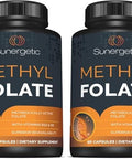Sunergetic Premium Methyl Folate Supplement " With Methylated Vitamin B12 And Vitamin B6 " Metabolically Active Folate As Magnafolate Methylfolate 400 Mcg Per Capsule " 60 Capsules
