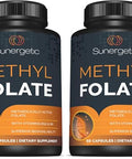 Sunergetic Premium Methyl Folate Supplement with Methylated Vitamin B12 and Vitamin B6 Metabolically Active Folate as Magnafolate Methylfolate 400 mcg per Capsule 60 Capsules
