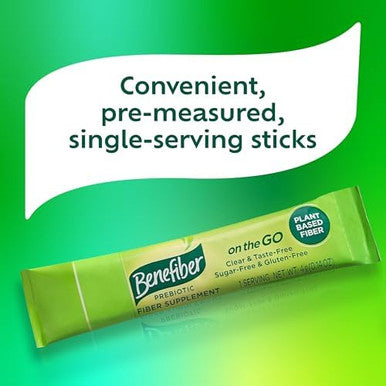 Benefiber On The Go Prebiotic Fiber Supplement Powder For Digestive Health, Daily Fiber, Unflavored - 72 Sticks