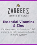 Zarbee's Kids Immune Support Vitamin C D and Zinc Daily Immunity Vitamins for Children 4+ Years Natural Tropical Fruit Flavor 28 Chewable Tablets