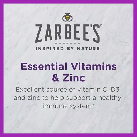 Zarbee's Kids Immune Support Vitamin C D and Zinc Daily Immunity Vitamins for Children 4+ Years Natural Tropical Fruit Flavor 28 Chewable Tablets