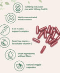 Micro Ingredients Red Yeast Rice With Coq10 1200Mg 240 Veggie Capsules Cholesterol Support & Heart Health Supplements 4-In-1 With Flush Free Niacin & Fat Soluble Vitamin C Filler Free Non-Gmo