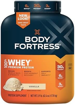 Body Fortress 100% Whey Protein Powder Vanilla & Chocolate 3.9Lbs (Packaging May Vary)