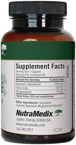 Nutramedix Liposomal Glutathione Supplement L Glutathione For Full Body Detox Cleanse And Immune Support Formulated For Optimal Absorption Soy Dairy And Gluten (60 Capsules)