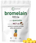 Micro Ingredients Bromelain 500Mg With Quercetin & Mct Oil 240 Enteric Coated Softgels Ultra Absorption Bromelain Supplement Natural Digestive Enzymes For Digestion & Joint Health Non-Gmo Gluten Free