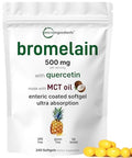 Micro Ingredients Bromelain 500Mg With Quercetin & Mct Oil 240 Enteric Coated Softgels Ultra Absorption Bromelain Supplement Natural Digestive Enzymes For Digestion & Joint Health Non-Gmo Gluten Free