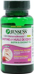 NaturalBeauty: Healthy Hair, Skin & Nails - Biotin, Coconut Oil, Vit E, Zinc - by Jensens (60 vegecaps)