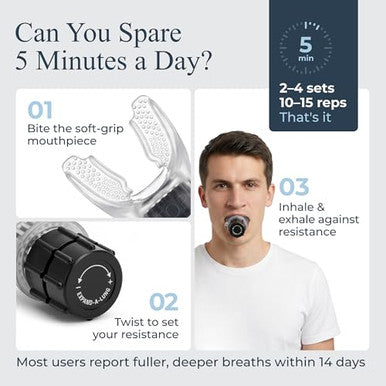 Expand-A-Lung ( ) Breathing Exercise Fitness Trainer | Inspiratory Muscle Strength Tool | Breathe Easier With Stronger Lungs | Dual-Way Inhale-Exhale Adj. Resistance Settings 2 Pack