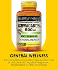 Mason Natural Ashwagandha 500 Mg Adaptogen For Stress & Energy Support Herbal Supplement 60 Day Supply