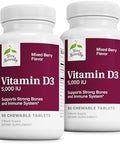 Terry Naturally Vitamin D3 Bone Health & Bone Strength Support Supplement Immune System & Brain Support 5000 Iu Vitamin D Tablets With Mixed Berry Flavor 90 Chewable Tablets (Pack Of 2)