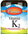 Carlson Vitamin K2 MK4 (Menatetrenone) 5 mg Vitamin K Supplement Bone Support K2 Vitamin SoyFree Vitamin K2 180 Capsules
