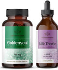 Herbamama Goldenseal And Milk Thistle Kit - Bundle Of 700 Mg Goldenseal Root Capsules And Milk Thistle Tincture 2 Fl Oz - Vegan Non-Gmo Sugar & Alcohol- - 2 Pack