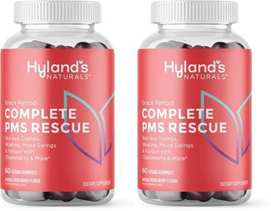 Hyland'S Grace Period Complete Pms Rescue 60 Vegan Gummies With Chasteberry And Dong Quai For Menstrual Support And B6 And B12 For Red Blood Cell Formation