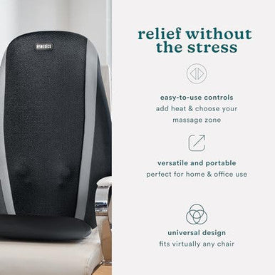 Homedics Shiatsu Massage Cushion With Soothing Heat Deep-Kneading Massage Targets Pressure Points All Over Back Soothing Heat Relax Overworked Muscles Release Tension Reduce Back Pain