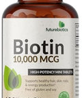 Futurebiotics Biotin 10000 Mcg High Potency Tablets Supports Healthy Hair Skin & Nails & Energy Production Nongmo 360 Vegetarian Tablets