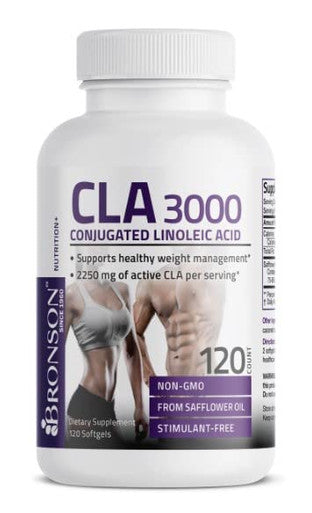 Bronson CLA 3000 Extra High Potency Supports Healthy Weight Management Lean Muscle Mass Non-Stimulating Conjugated Linoleic 120 Softgels