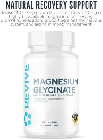 Revive Pure Magnesium Glycinate Capsules 200Mg Md - High Absorption Supplement For Relaxation & Stress Relief - Organic Memory & Sleep Support Pills For Strong Bones Normal Nerve & Muscle Function