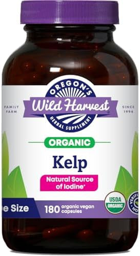 Oregon'S Wild Harvest Kelp Herbal Supplement Vegan Capsules Natural Source Of Iodine Usda Organic 180 Count