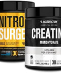 Jacked Factory Nitrosurge Build Pre Workout With Creatine For Muscle Building (30 Servings Blue Raspberry) & Creatine Monohydrate Powder For Muscle Growth & Recovery (30 Servings Unflavored)