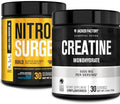 Jacked Factory Nitrosurge Build Pre Workout With Creatine For Muscle Building (30 Servings Blue Raspberry) & Creatine Monohydrate Powder For Muscle Growth & Recovery (30 Servings Unflavored)