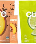 Cure Hydration Plantbased Electrolyte Drink Mix Energy & Dehydration Bundle No Sugar Coconut Water 100Mg Caffeine Nongmo Vegan 14Pack Each: Peach Tea & Lime