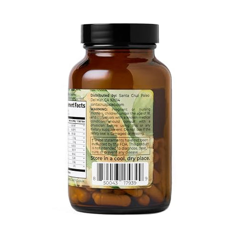 Santa Cruz Paleo Pre-Feast Digestive Enzymes Supplement Multi Enzyme For Women And Men Fiber Supplement For Gut Health & Digestive Health Gluten Free Keto Paleo Sugar Free 60 Capsules