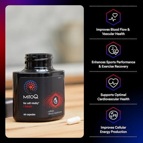 Mitoq +Heart Premium Coq10 Antioxidant - Contains Mitoquinol Mesylate Magnesium L-Carnitine & Vitamin D3 - Supports Cardiovascular And Circulatory Health & Cell Vitality (60 Capsules)