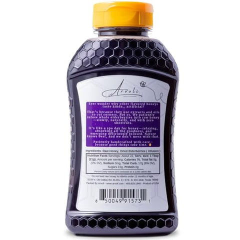 Elderberry Honey - Infused Honey with Whole Elderberries - Immune Support Supplement for Adults & Kids - Immune Boosters - 16 oz
