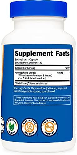 Nutricost Ashwagandha Herbal Supplement 600Mg 120 Capsules Ashwagandha Root (2 Bottles)