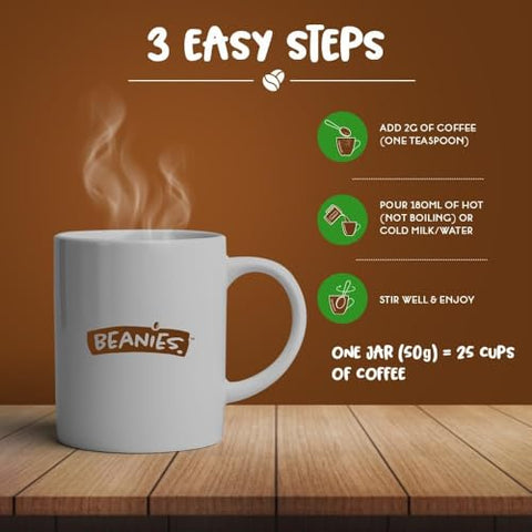 Beanies 50 Coffee Sticks, Mixed Blends; instant flavored coffee