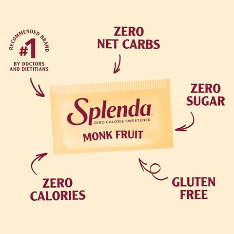 SPLENDA Monk Fruit Zero Calorie Plant Based Sweetener Substitute, Keto Sugar Alternative (200 Count)