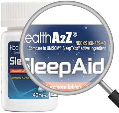 HealthA2Z Nighttime Sleep Aid Doxylamine Succinate 25mg 40 Counts