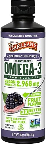 Barlean'S Omega 3 Liquid Supplement Bundle Blackberry Smoothie Flax Seed Oil And PiÃ±a Colada Fish Oil Supplements Set 16 Oz