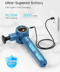 Napre Massage Gun With Extension Handle And 3 Adjustable AnglesDeep Tissue Back Massage For Neck/Shoulders/Waist/Body Pain ReliefHandheld Percussion Muscle Massager With CaseBlue