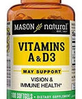 Mason Natural Vitamins A & D3 from Fish Liver Oil - Healthy Vision and Immune Health, Improved Muscle and Nerve Function, 100 Softgels