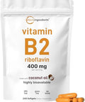 Vitamin B2 Riboflavin 400Mg 240 Softgels With Coconut Oil Highly Bioavailable Extra Strength Vitamin B Energy Supplements Essential B Vitamins For Women and Men NonGmo Gluten