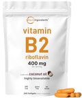 Micro Ingredients Vitamin B2 Riboflavin 400Mg 240 Softgels With Coconut Oil Highly Bioavailable Extra Strength Vitamin B Energy Supplements Essential B Vitamins For Women & Men Non-Gmo Gluten Free
