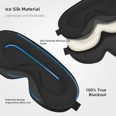 Anpkec Sleep Mask3D Contoured Sleeping Mask99% Light Blocking Eye Mask Zero Eye Pressure Cup Blindfold For Men Women With Adjustable Strap For Sleeping YogaTraveling(Black)