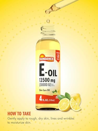 Sundance Vitamin EOil for Skin 13500 mg (30000 IU) 4 Fluid Ounces Lemon Scented NonGMO and Gluten Free Supplement