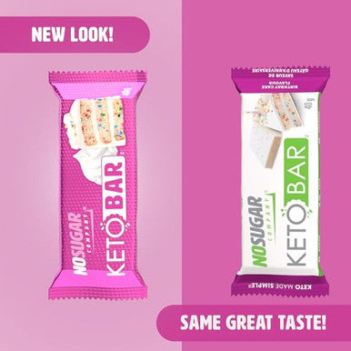 No Sugar Keto Bar Snack Low Carb No Sugar Keto Snack Food With Keto Friendly Macros (12 X 1.41Oz Bars Birthday Cake)