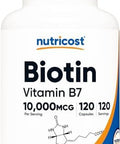 Nutricost Biotin (Vitamin B7) 10000Mcg (10Mg) 120 Capsules Vegan Gluten Nongmo