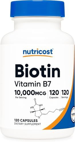 Nutricost Biotin (Vitamin B7) 10000Mcg (10Mg) 120 Capsules Vegan Gluten Nongmo