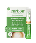 Carbon Sweeteners Monk Fruit Sweetener With Erythritol, White Sugar Substitute From Monk Fruit Extract, Classic White Sugar Replacement for Baking, Coffee & Tea, Gluten Free, Low Carb, Non GMO, Keto, 60 Count (Pack of 1)
