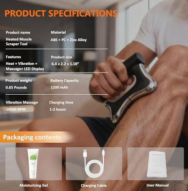 Masiketec Heated Muscle Scraper Tool electric Fascia Knife Massager Heating And Vibration Muscle Scraper Tool Body Gua Sha Massage Tool Fascia Tool Massage Tools For Deep Tissue(Black)